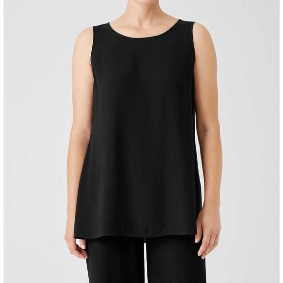 NEW EILEEN FISHER ballet neck tunic tank in black